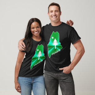 Camiseta Árbol de pinos y mapa de la bandera de la estrella