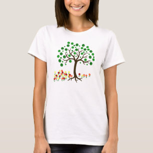 Camiseta Árbol de reciclaje y flores