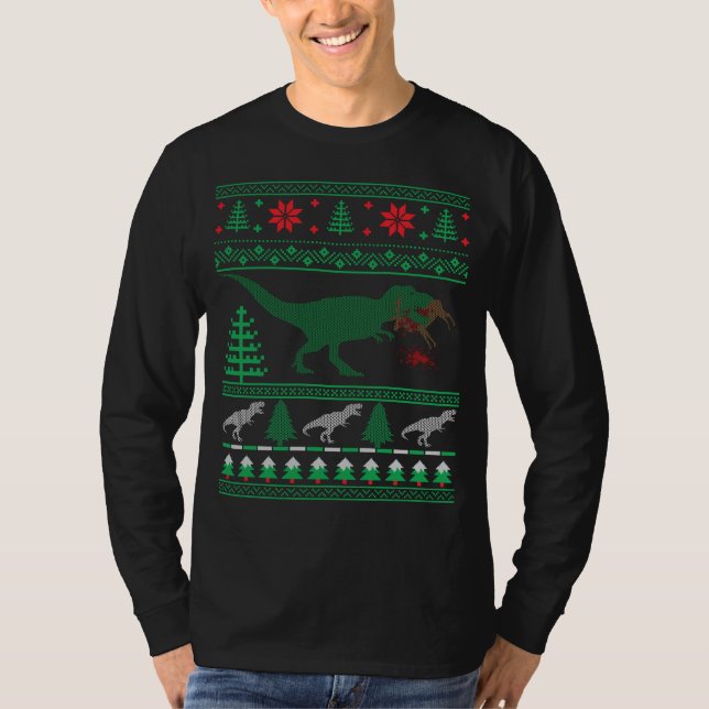 Camiseta Árbol de renos de dinosaurios Rex Navidades feos s (Anverso)