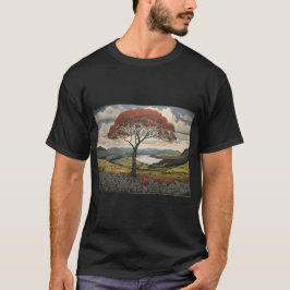 Camiseta Árbol de río con fondo de montaña y lago