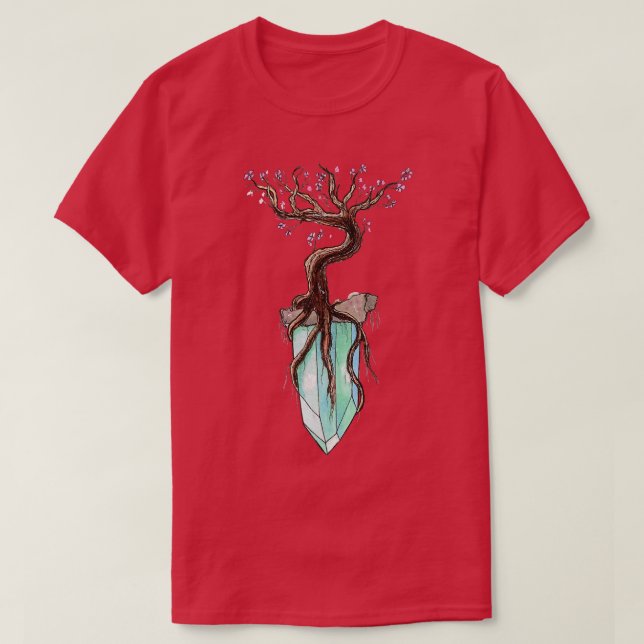 Camiseta Árbol de Sakura de fantasía anime sobre cristal fl (Diseño del anverso)