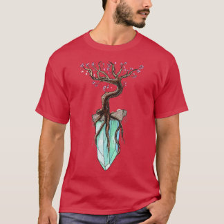Camiseta Árbol de Sakura de fantasía anime sobre cristal fl