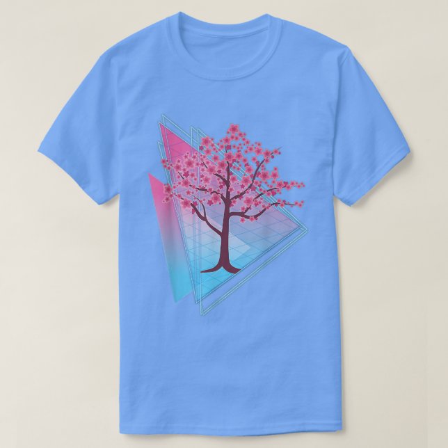 Camiseta Árbol de Sakura Japón retro 80 Vaporwave Cherry B (Diseño del anverso)
