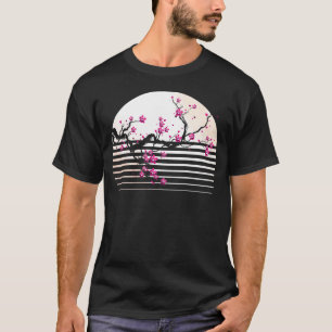 Camiseta Árbol de sakura retro japonés con flores de cere