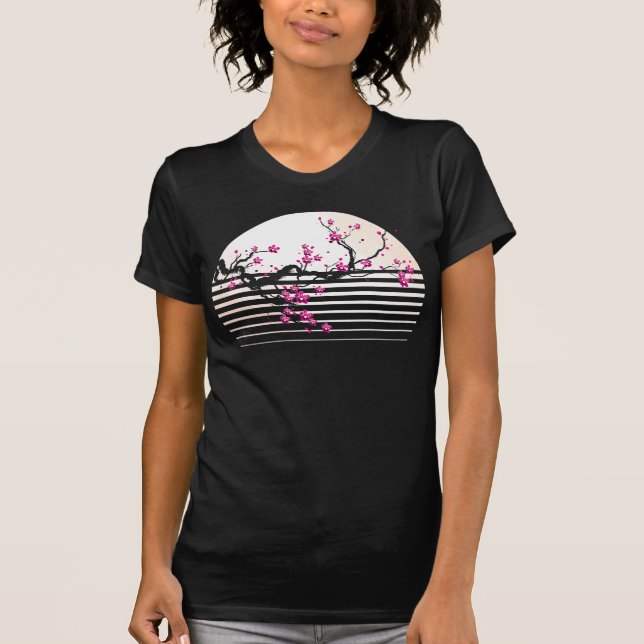 Camiseta Árbol de sakura retro japonés con flores de cerezo (Anverso)