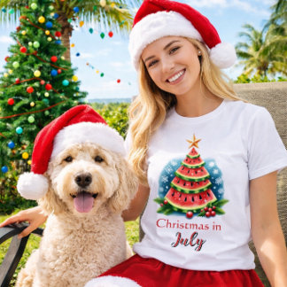 Camiseta Árbol de sandía caprichoso Navidad en julio