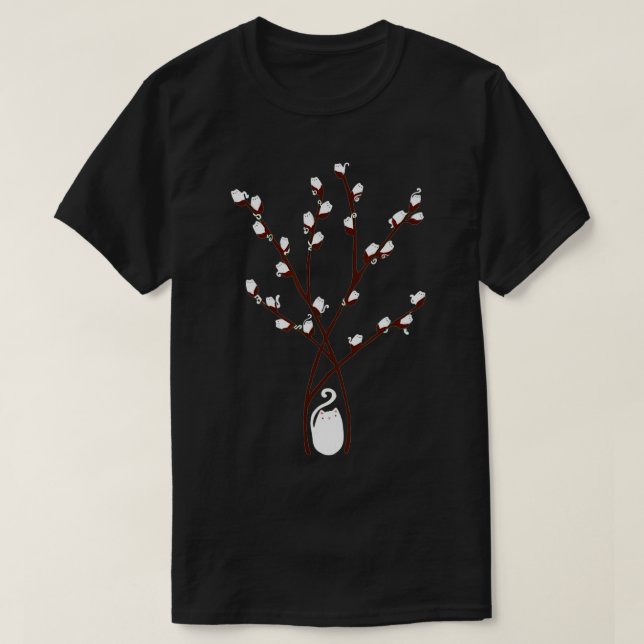 Camiseta árbol de sauce de gato de árbol de flores (Diseño del anverso)