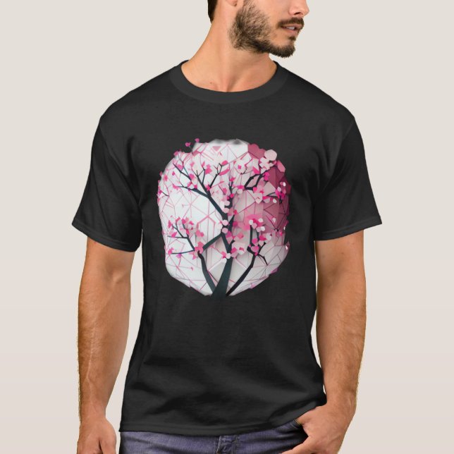 Camiseta Árbol de temporada de Sakura, esfera geométrica ro (Anverso)