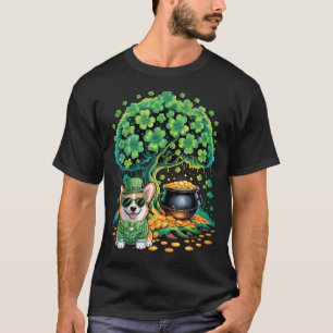 Camiseta Árbol de trébol divertido sombrero de duende Corgi