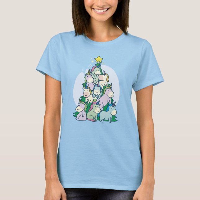 Camiseta Árbol de unicornio de Navidades pequeños (Anverso)