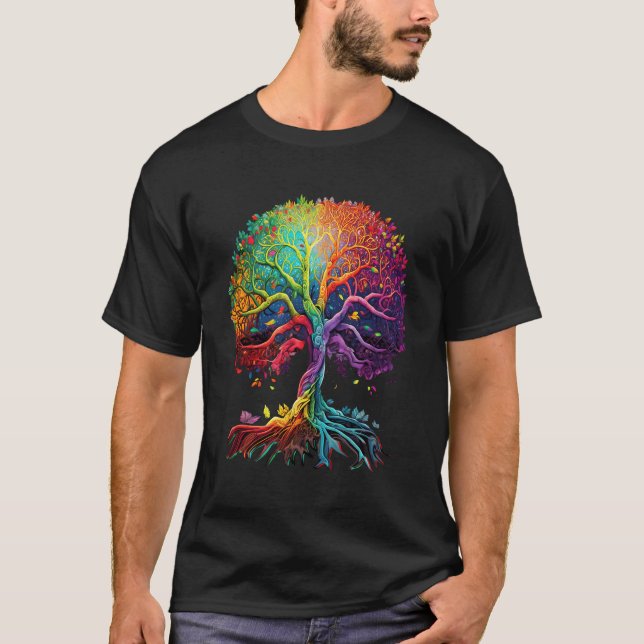 Camiseta Árbol De Vida Con Colores Arcoiris (Anverso)
