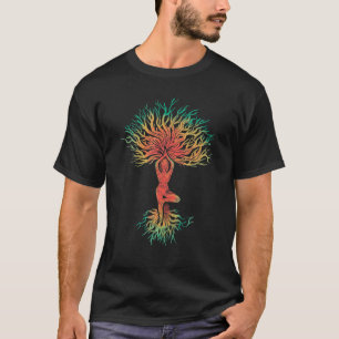 Camiseta Árbol De Vida Con Yoga De La Mujer Tee Chakra Haka