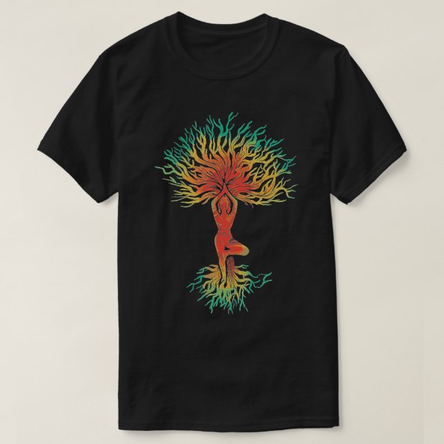 Camiseta Árbol de vida con yoga femenino tee Chakra Haka Yo (Diseño del anverso)