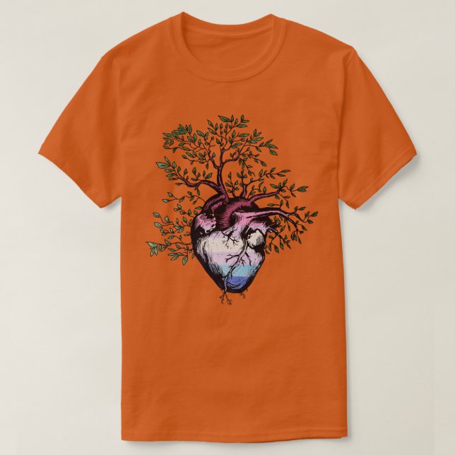 Camiseta Árbol de vida del corazón bisexual (Diseño del anverso)