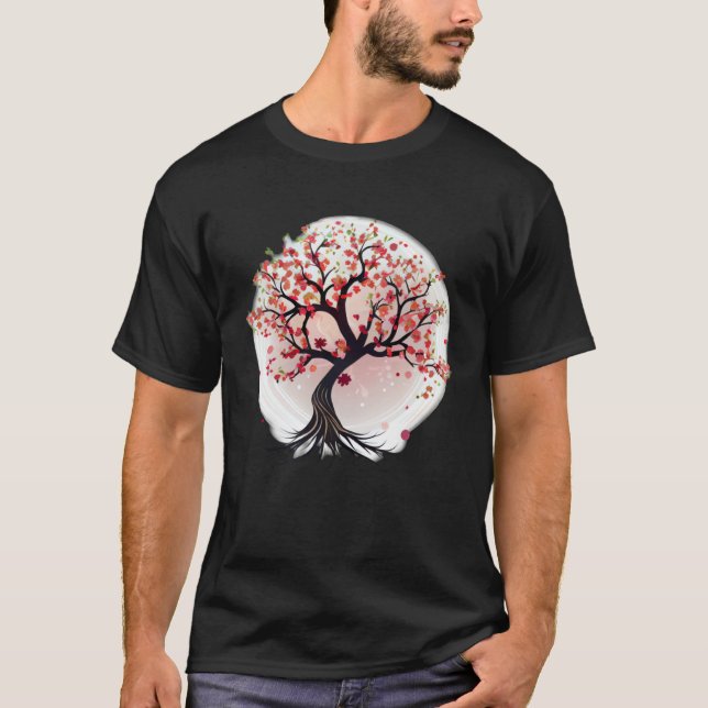 Camiseta Árbol de vida inspirado en el cerezo en flor japon (Anverso)