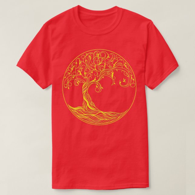 Camiseta Árbol de vida místico amarillo (Diseño del anverso)