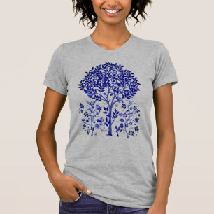 Camiseta Árbol de vida William Morris, azul cobalto y blanc