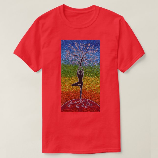 Camiseta Árbol de yoga de la vida Chica de cosecha meditaci (Diseño del anverso)