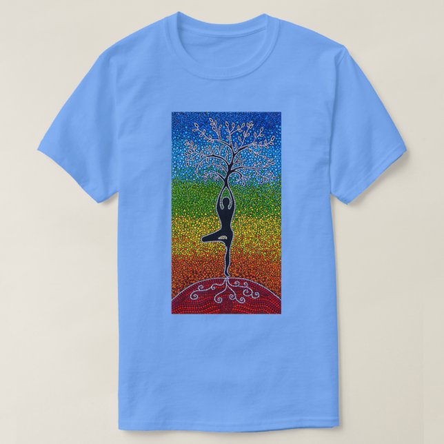 Camiseta Árbol de yoga de la vida Chica de cosecha meditaci (Diseño del anverso)