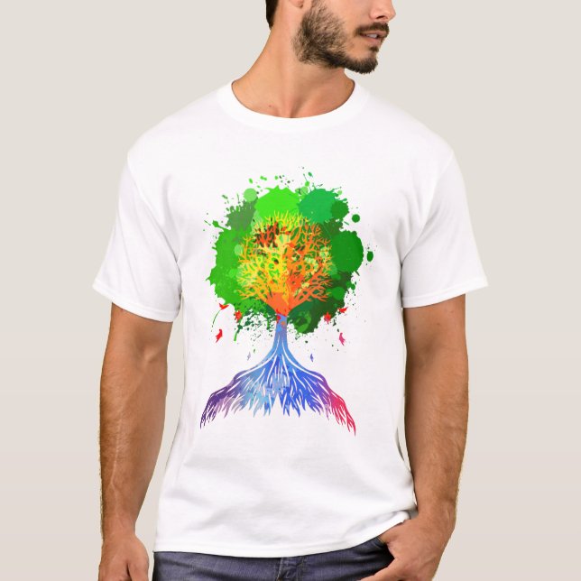 Camiseta Árbol del arco iris de la vida (Anverso)