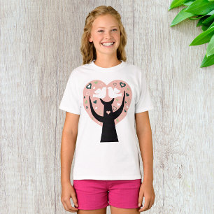 Camiseta Árbol del corazón con dos Chicas de pájaros camise