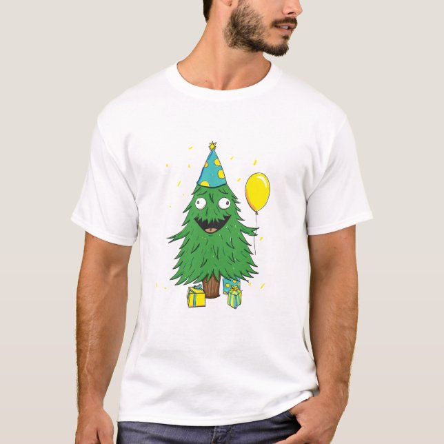 Camiseta Árbol del cumpleaños del navidad (Anverso)