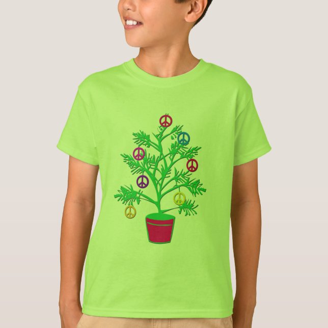 Camiseta Árbol del día de fiesta del árbol de la paz con (Anverso)