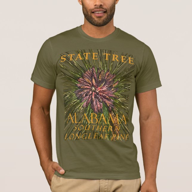 Camiseta Árbol del Territorio de Alabama, Pino de Hoja Long (Anverso)