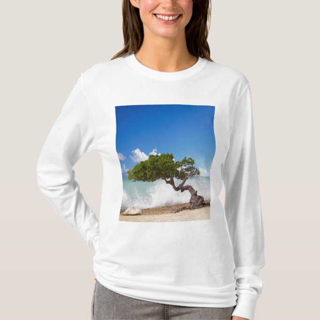 Camiseta Árbol Divi, Eagle Beach, Aruba, Caribe (Anverso)