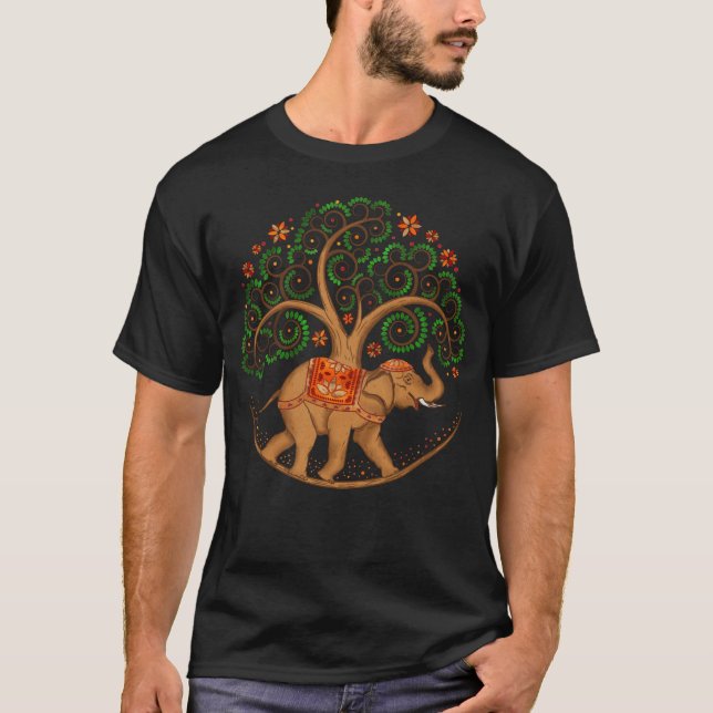 Camiseta Árbol elefante de la vida en Mandala (Anverso)