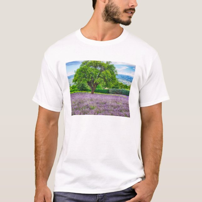 Camiseta Árbol en el campo Lavender, Francia (Anverso)