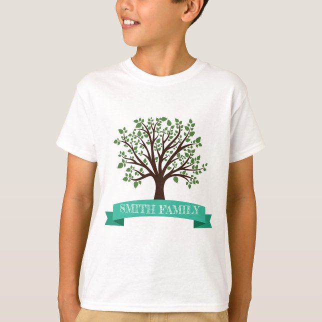 Camiseta Árbol familiar con etiqueta de cinta (Anverso)