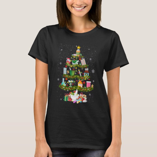 Camiseta Árbol farmacéutico, farmacéutico de Navidad, técni (Anverso)
