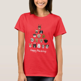 Camiseta Árbol feliz de Navidad del perro de los Pawlidays