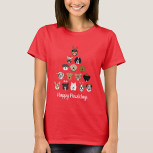 Camiseta Árbol feliz de Navidad del perro de los Pawlidays