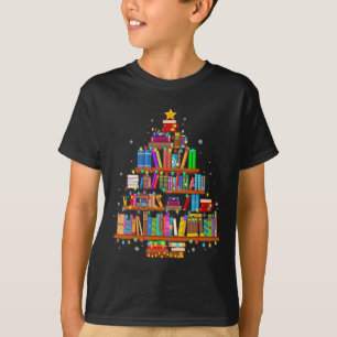 Camiseta Árbol Feliz Navidad Amante Libros Leyendo Bibliote