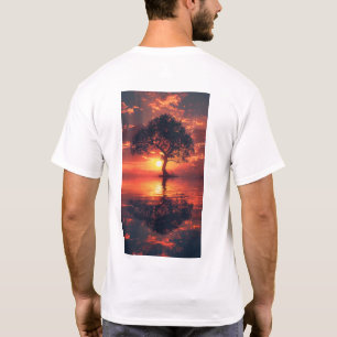 Camiseta Árbol iluminado al atardecer - Reflexión hiperreal