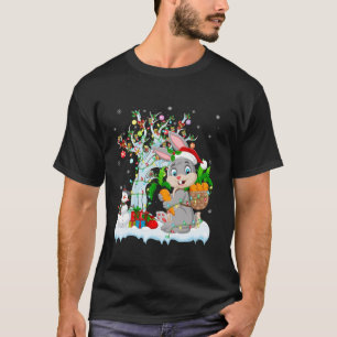 Camiseta Árbol iluminador de navidad de conejo Santa Hat