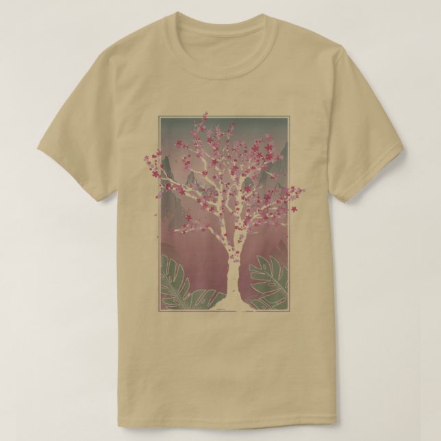 Camiseta Árbol japonés de sakura azulador floral rosa japon (Diseño del anverso)