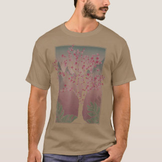 Camiseta Árbol japonés de sakura azulador floral rosa japon