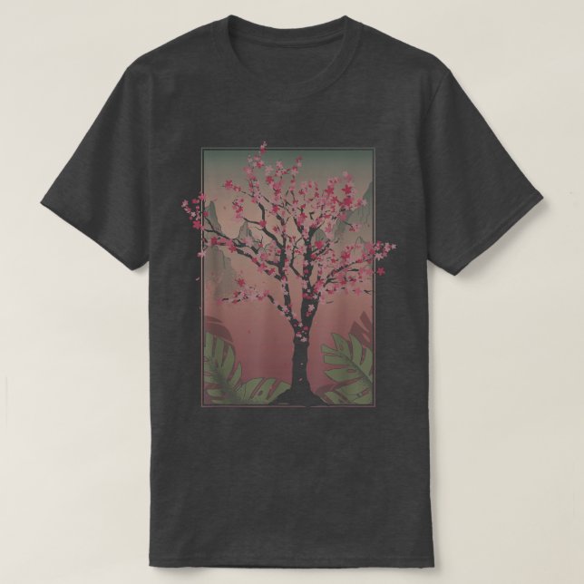 Camiseta Árbol japonés de sakura azulador floral rosa japon (Diseño del anverso)