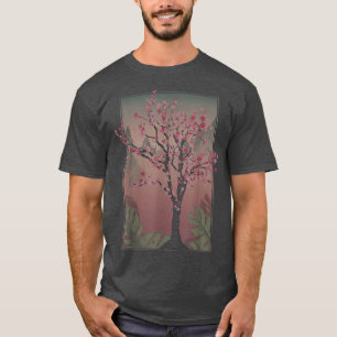 Camiseta Árbol japonés de sakura azulador floral rosa japon