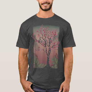 Camiseta Árbol japonés de sakura azulador floral rosa japon