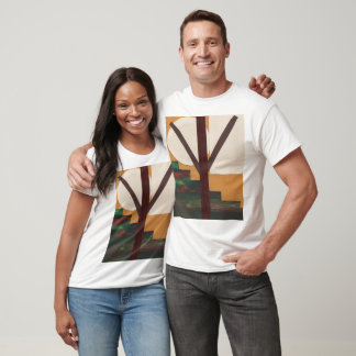 Camiseta Árbol marrón abstracto con formas geométricas