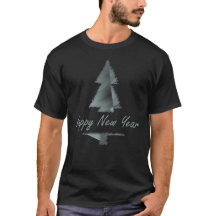 Árbol minimalista de Feliz Año Nuevo plateado 2026