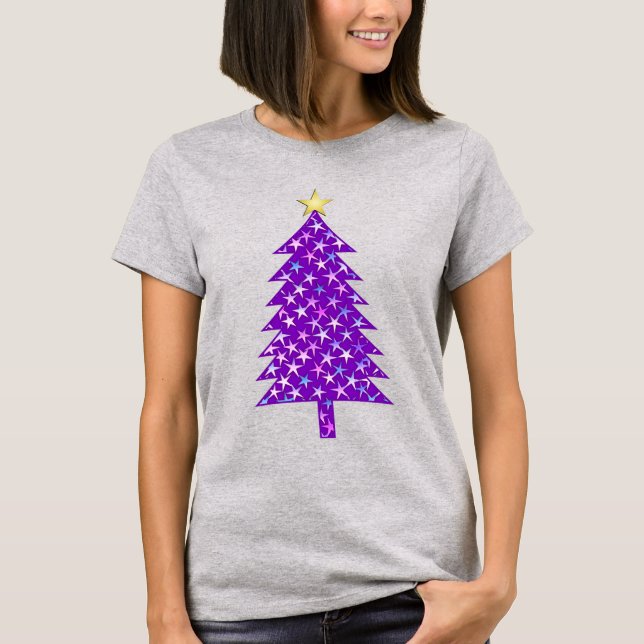 Camiseta Árbol Minimalista moderno de Navidad en estrellas  (Anverso)