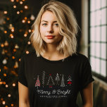 Camiseta Árbol moderno retro de amarre y brillante<br><div class="desc">Consigue el estilo de Merry y Bright con nuestro Tee de Árbol de Navidad Retro! 🎄 Personalizar con su nombre familiar y mensaje personalizado para alegría de vacaciones extra. ¡Moda festiva en su mejor momento! 🎅 #MerryandBright #RetroChristmas</div>