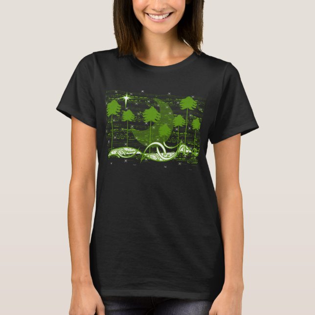 Camiseta Árbol musical negro y verde te ama a la luna (Anverso)