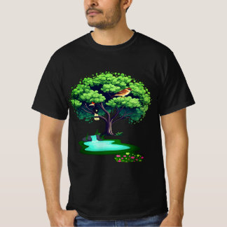 Camiseta Árbol natural muy elegante y naturaleza de aves T-