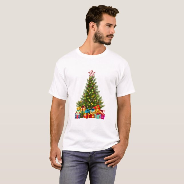 Camiseta Árbol navideño con estrella presenta vacaciones (Anverso completo)